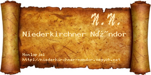 Niederkirchner Nándor névjegykártya